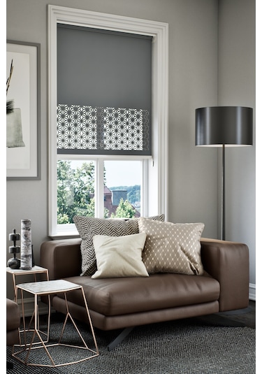 Perdea Lazer Kesim Mat Stor Perde, Lazer Kesimli Klasik Serisi, C-181004 Antrasit Renk