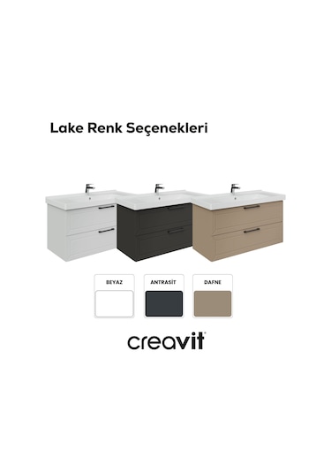 Creavit D20 100 Cm İki Çekmeceli Lavabo Dolabı Dafne Lake Kapak Dafne