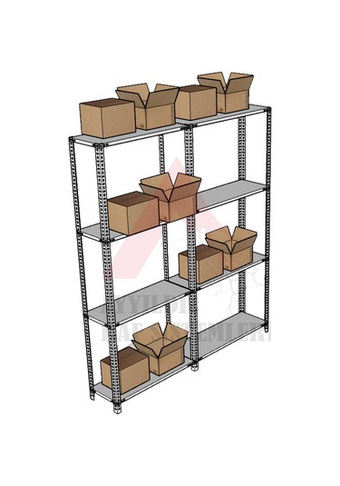 4 Katlı 2'li Beyaz Renk Çelik Raf - Depo, Arşiv, Kiler, Dosya, Market Rafı 43x93 Cm-200 Cm Beyaz