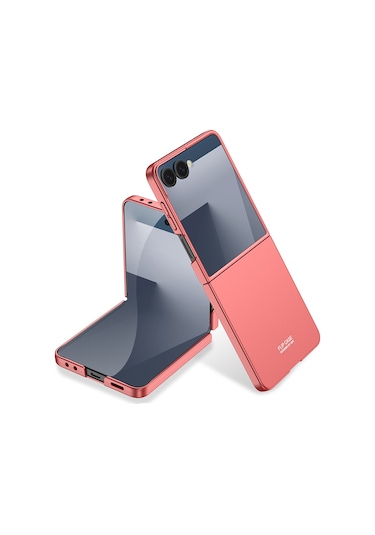 Samsung Galaxy Uyumlu Z Flip 7 Kılıf Sert Renkli Kıpta Kapak Rose Gold