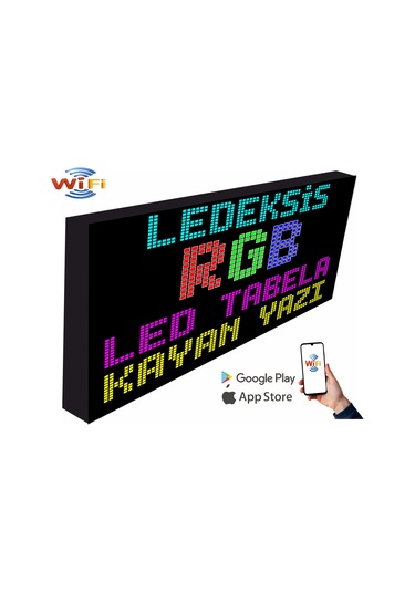 Led Tabela 48x64cm Tek Taraflı Rgb Kayan Yazı Wifi Telefondan Yazı Değiştirme
