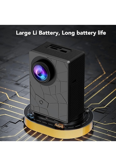 Motorsiklet,kurye İçin Aksiyon Kamerası 2 İnç Hd Ekran Suya Karşı Dayanıklı 170 Derece Geniç Açılı Siyah