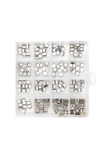 Kosona 150 Adet Micro Usb Konnektör Seti, Profesyonel Bakım İçin 15 Farklı Tip, Düzenli Saklama Kutusu