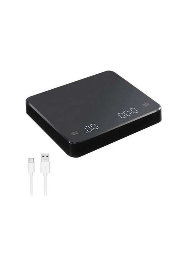 Novahub Zamanlayıcı Dijital Kahve Terazisi, Led Ekran, Espresso, 3 Kg Maks. Ağırlık, 0.1 G Hassasiyet, Usb Şarj, Mutfak Terazisi Siyah