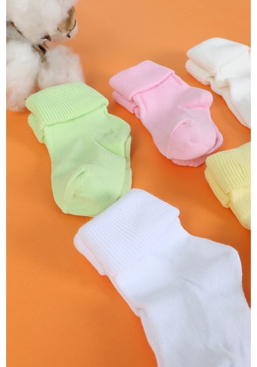 %100 Pamuklu 6'lı Yenidoğan Bebek Çorap Pembe