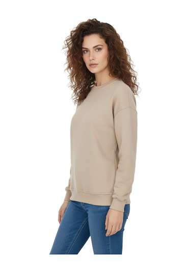 Baglan Kadın Spor Sıfıryaka Sweatshirt Bgl-st05061 Bej