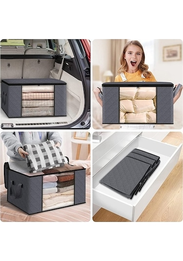 Dancemonkey Yorgan Yatak Saklama Kutusu Konteyner Dokusuz Cbtx Çantası Battaniye Altı 50x35x20cm 35l 140l