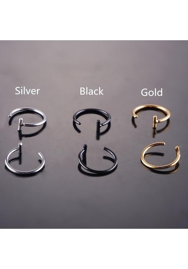 Novahub Gümüş 1 Adet Unisex Moda Punk Tarzı Sahte Dudak Piercing Halkası Burun Halkası Vücut Piercing Takı Hediyeler 0.8 8 Gümüş Gümüş