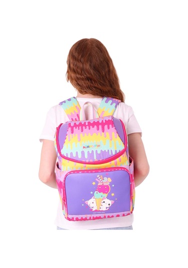 Elatae Su Geçirmez Kumaş Kız Çocuk Çok Gözlü Ortopedik Sırt Okul Çantası L5247 Lila