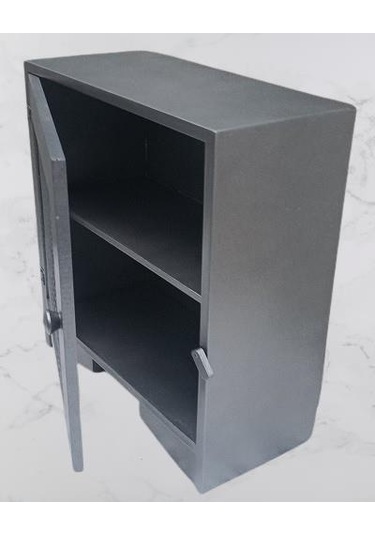 Hobi Adn 90354 Model Dekoratif Tezgah Telli Dolap Gümüş Gri Renk Ahşap Mdf Elyapı