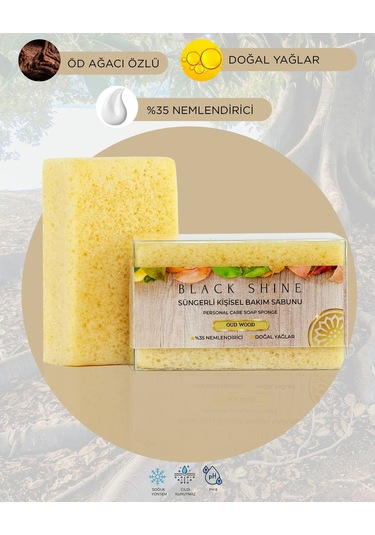 Black Shine Bs Doğal Zeytinyağı & Öd Ağacı Özlü Süngerli Sabunu 100 G
