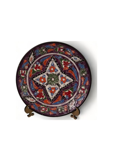 Özel Motifli Mor Renkli Tabak 18 Cm