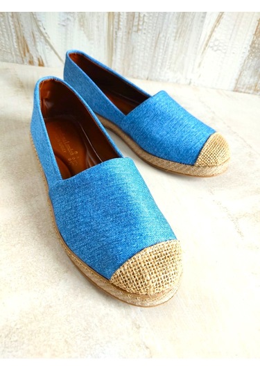 Kot Hasır Detaylı Kadın Espadril Mavi