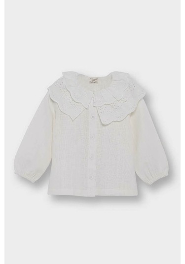 Defacto Büyük Yaka Twill Uzun Kollu Ekru Kız Bebek Gömlek F9519a5/er105 Ekru Defacto Büyük Yaka Twill Uzun Kollu Ekru Kız Bebek Gömlek F9519a5/er105 Ekru