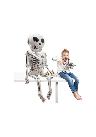 Folyo Balon Halloween İskelet 158 86cm Cadılar Bayramı İsklet Şeklinde Folyo Balon 3d Diğer