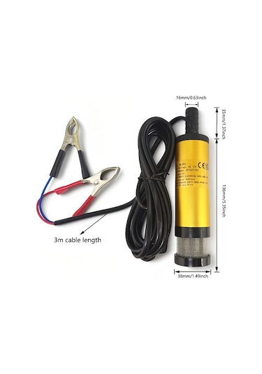 24v 38mm-altın Dc 12v 24v Su Altı Elektrikli Pompa, Dizel Ve Su İçin Uygun. Alüminyum Alaşımlı Kabuk 12l/dakika Yakıt Transfer Pompası