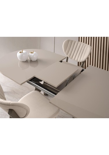 Star Capuccino Lak Panel Mutfak Masa Sandalye Takımı 82x138 Cappuccino