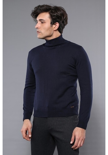 Balıkçı Yaka Lacivert Triko Kazak Wessi 001