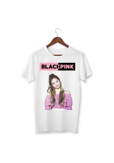 Alpşan Ticaret Jennie Black Pink Baskılı Beyaz Tshirt Beyaz