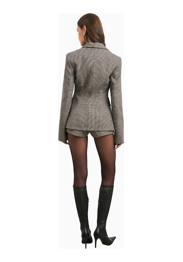 Because Of Alice Single Breasted Cinched Waist Blazer Kadın Ceket Gri