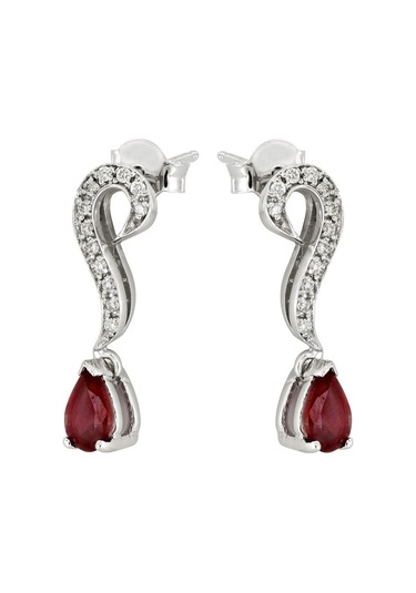0,09 Ct Pırlantalı Yakut Küpe
