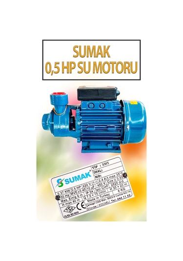 0,5 Hp Su Motoru 220 Volt 2,4 Amper