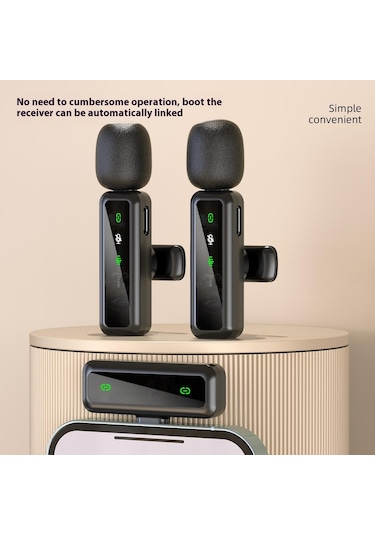 Akıllı Telefonlar İçin H63 2.4g Kablosuz Yaka Mikrofonu Canlı Akış Gürültü Azaltma Mikrofonu, 1 Verici + 1 Alıcı - C Tipi Konnektör