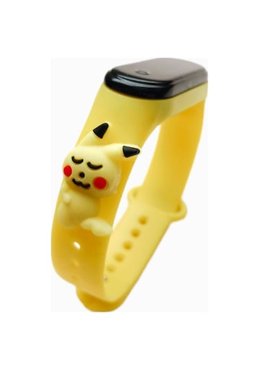 Japanex Renkli Figürlü Dokunmatik Dijital Çocuk Saati Sarı Pika
