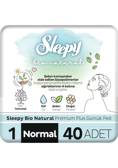 Sleepy Bio Natural Premium Plus Günlük Ped Normal Ped 40 Adet
