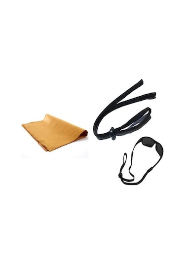 1 Adet Güneş Gözlüğü Siyah Spor İp +1 Adet Gözlük Silme Bezi