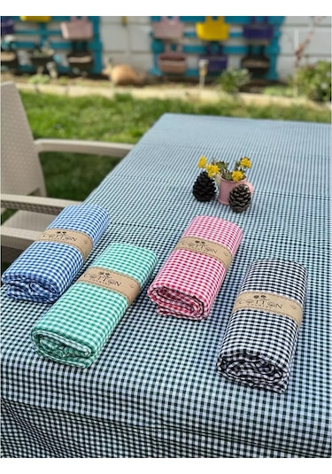 Yer Sofrası Sofra Bezi Piknik İçin Masa Örtüsü Zefir Kare Desenli Çok Renkli