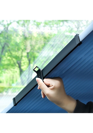 Ally 46 CM Araç Ön Cam Güneşlik Otomatik Geri Çekilebilir Branda Siyah - Gri