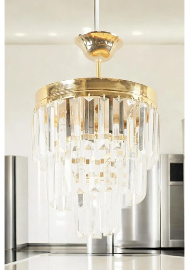 Lüks Gold Kristal Taşlı Modern Plafonyer Avize. Salon/mutfak/antr 1 Adet