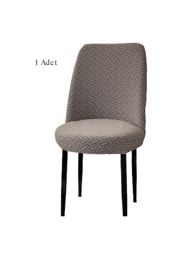 StarMall Tuğla Desen Oval Sandalye Kılıfı Likralı Esnek Yıkanabilir Lastikli Sandalye Örtüsü 1 Adet Vizon