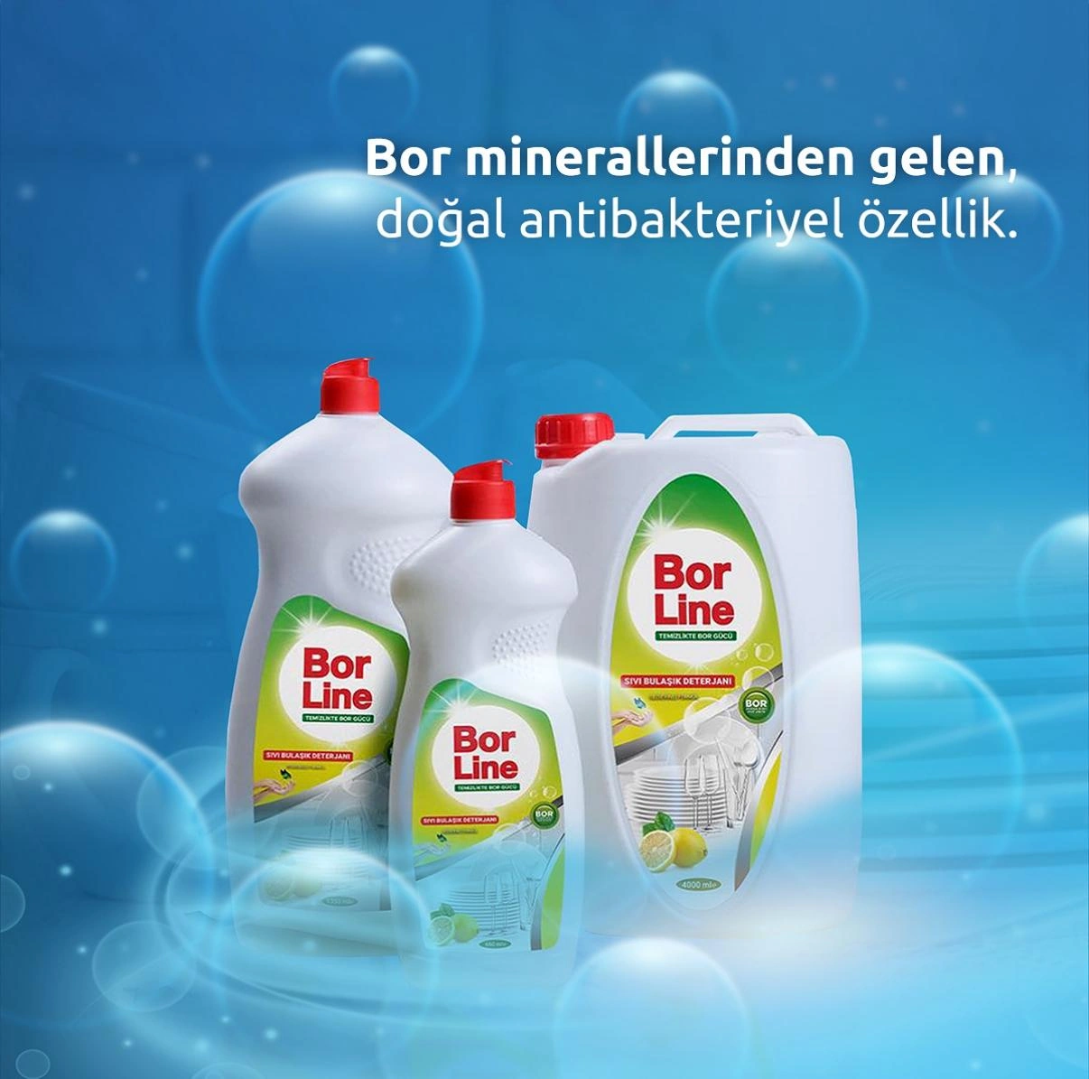 Borline 3 Adet 1350 Ml Limon Özlü Sıvı Bulaşık Yıkama Deterjanı