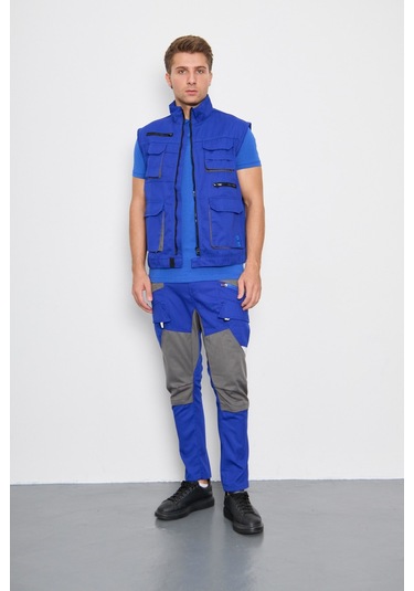 Orange Safety Sax Mavi Harman Karışımı Yelek Pantolon 001