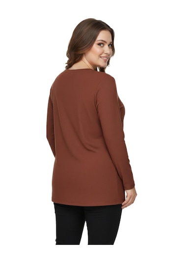 Nazal Kadın Önü Nakışlı Bluz Bgl-st05090 Taba