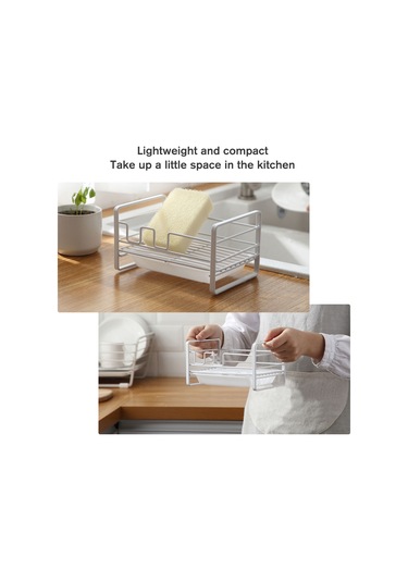 Skycity Beyaz Demir Sponge Rafı - Mutfak/ Banyo Suluklu Organizer, 18.5x12x10cm, 385g Beyaz