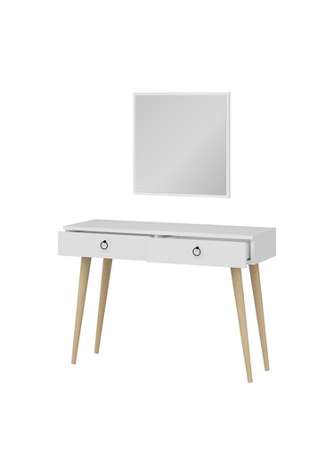Dekorosso Arden Ahşap Ayaklı Kare Aynalı Modern Dekoratif Dresuar (497931991) Beyaz