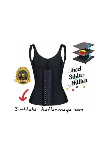 Askılı Çelik Balenli 3 Kademeli Agraflı Şekillendirici Latex Siyah