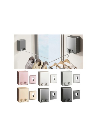 Ganzhoushop Geri Çekilebilir Çamaşır Askısı Paslanmaz Çelik Çamaşır Askısı İç Ve Dış Mekan Kullanımı İçin Duvar Askısı Havlu Kurutma Askısı Beyazsiyah Çok Renkli