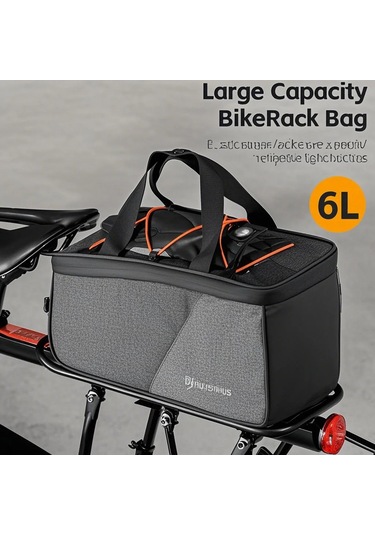 Jeemson Bisiklet Arka Çanta - 6l Büyük Kapasiteli, Dayanıklı Polyester, Kolay Erişimli Bisiklet Gezi Çantası Siyah