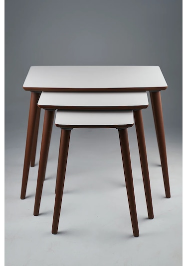 İstanbul Orta Sehpa Ve 3'lü Zigon Sehpa Seti Beyaz