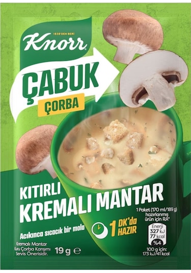 Knorr Çabuk Çorba Kıtırlı Kremalı Mantar 19 Gr X 24 Adet