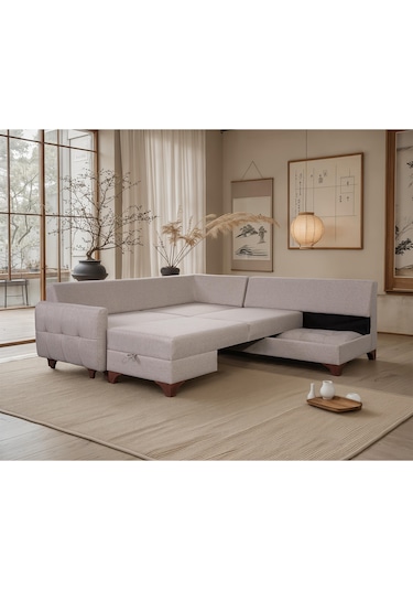 Eymense Cloft Köşe Koltuk Krem