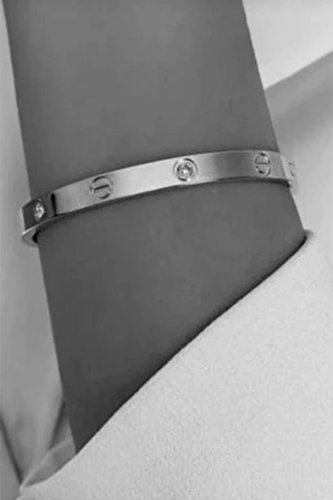 Taşlı Gümüş Çelik Bileklik Gümüş