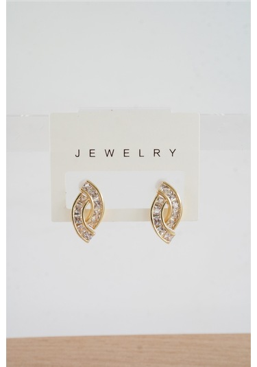 Byzeynaaksesuar Kadın Özel Tasarım Zirkon Taşlı 2'li Minimal Küpe 0210017 Çok Renkli