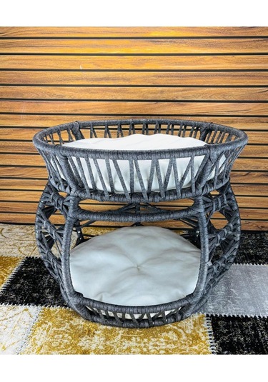 Reyo Pet Lüxperi Bombeli Kedi Ranzası 2 Katlı Kedi Yatağı Gri