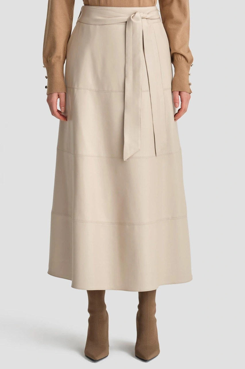 Armine Bağlamalı Deri Etek 25k1706 Bej Bej