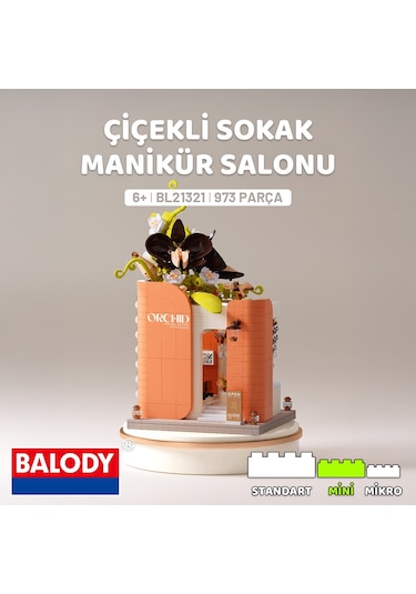 Balody Çiçekli Sokak Serisi Manikür Salonu Bl21321 Mini Blok Yapı Oyuncakları Seti